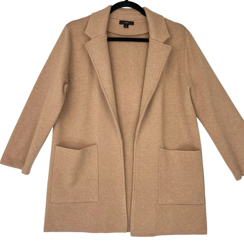 J Crew Sophie open front sweater blazer Sz S Tan Camel Cardigan Classic Heritage